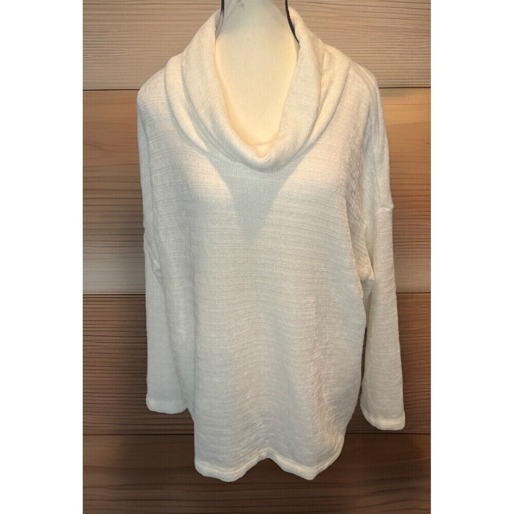 J Jill CREAM Cowl Neck‎ Polyester Long Sleeve Sweater Super Soft Sz Large